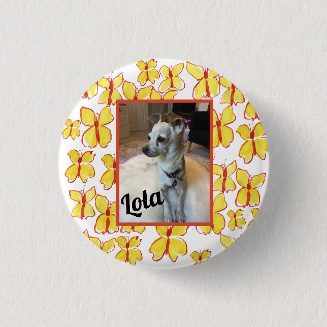Framed Personalised Pet Photo  Button (Front)