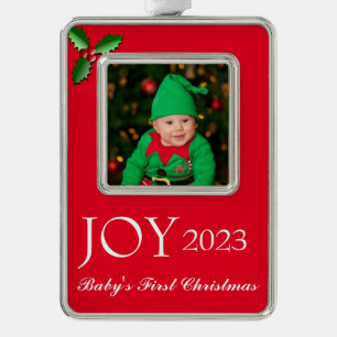 Framed Photo Ornament-Baby's First Christmas Chris Silver Plated Framed Ornament
