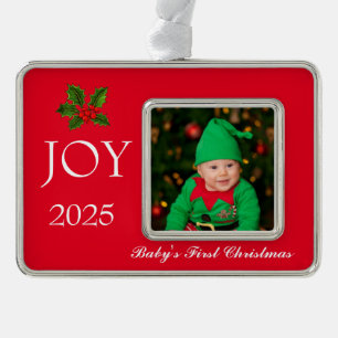 Framed Photo Ornament-Baby's First Silver Plated Framed Ornament