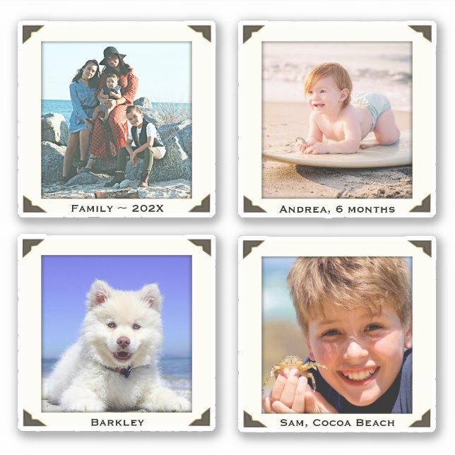 Framed Photo Sticker Shapes Portrait Collage (Front)