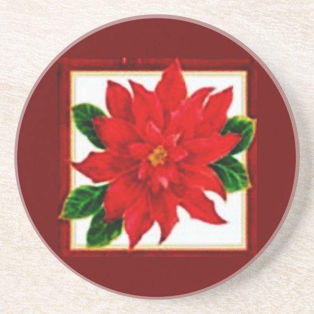 Framed Poinsettia Coaster (Front)