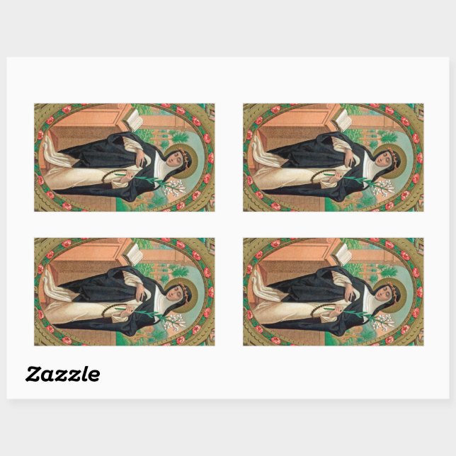 Framed Portrait of St. Rose of Lima (Detail; K 48) Rectangular Sticker (Sheet)