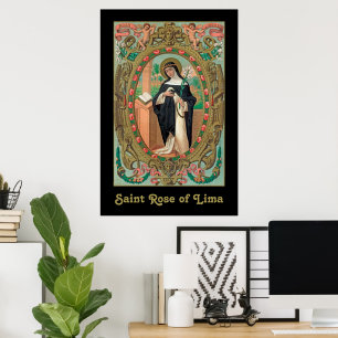 Framed Portrait of St. Rose of Lima (K 48) Poster