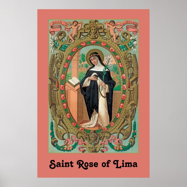 Framed Portrait of St. Rose of Lima (K 48) Poster (Front)