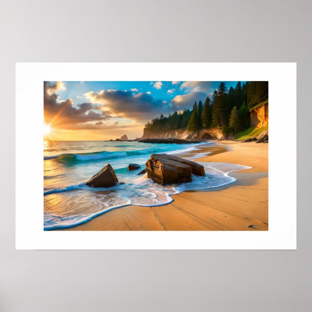 Framed Poster Art Beach Scene (Front)