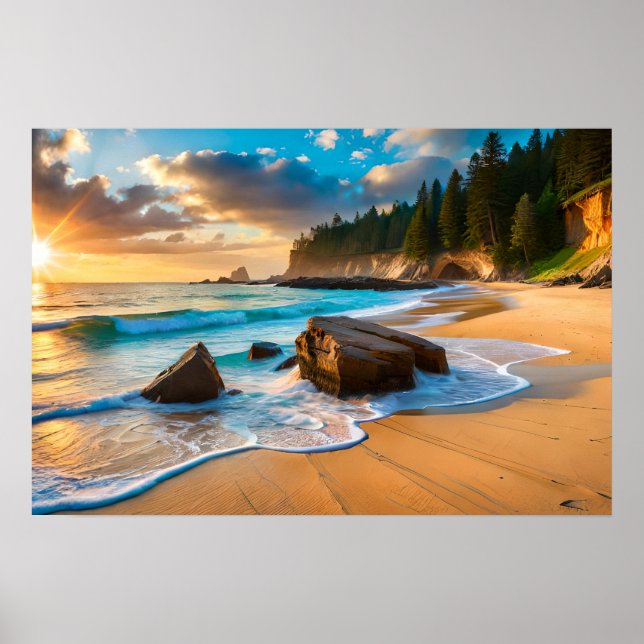 Framed Poster Art Beach Scene (Front)