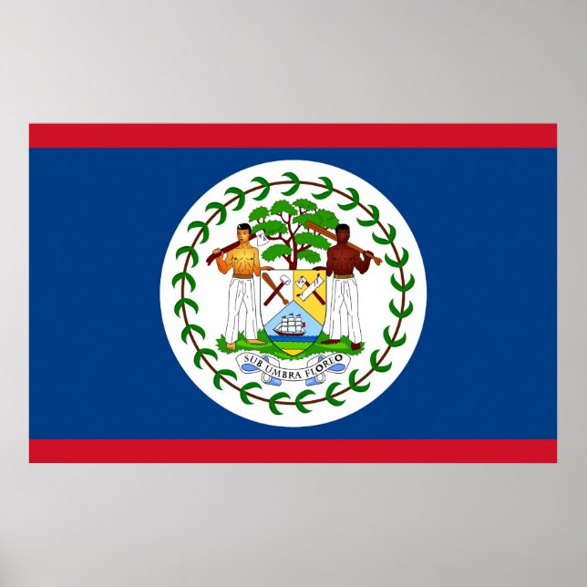 Framed print with Flag of Belise (Front)