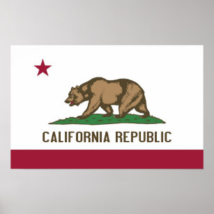 Framed print with Flag of California, U.S.A.