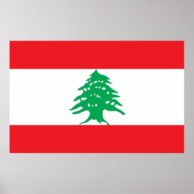 Framed print with Flag of Lebanon (Front)