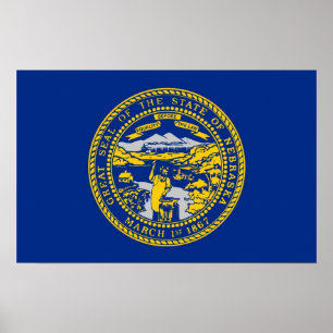 Framed print with Flag of Nebraska, U.S.A.