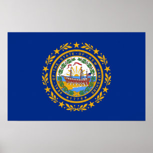 Framed print with Flag of New Hampshire, U.S.A.