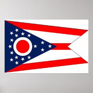 Framed print with Flag of Ohio, U.S.A.