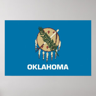Framed print with Flag of Oklahoma, U.S.A.