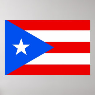 Framed print with Flag of Puerto Rico, U.S.A.