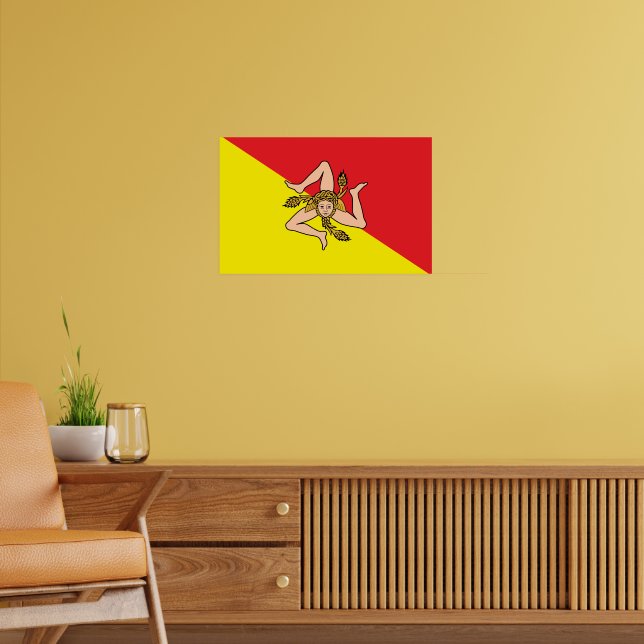 Framed print with Flag of Sicily, Italy (Living Room 2)