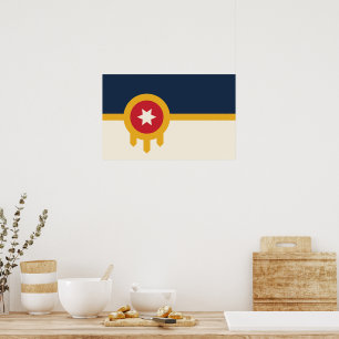 Framed print with Flag of Tulsa, Oklahoma