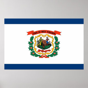 Framed print with Flag of West Virginia, U.S.A.