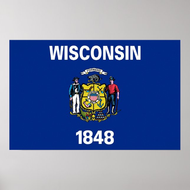 Framed print with Flag of Wisconsin, U.S.A. (Front)