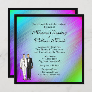 Framed Rainbow Green Gay Wedding Invite
