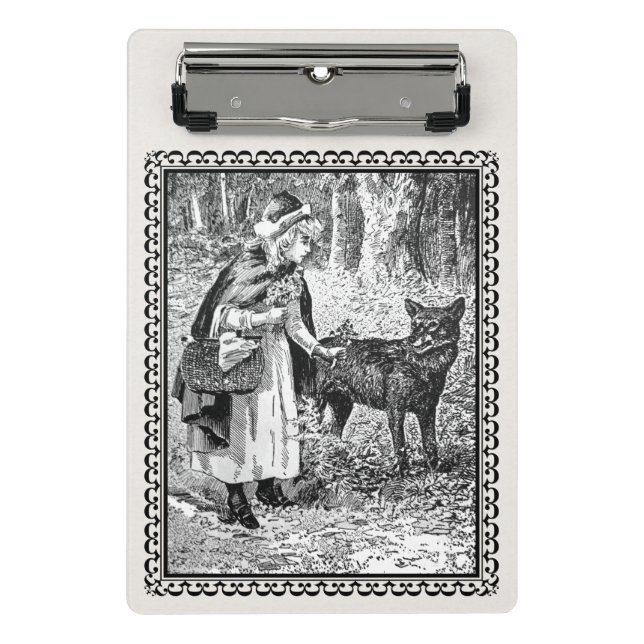 Framed Red Riding Hood Talking to Wolf Under Trees Mini Clipboard (Front)
