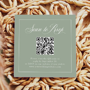 Framed Sage Green Italian Elegance   RSVP QR Code Enclosure Card