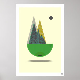 Framed Scandinavian Art Print Abstract Landscape