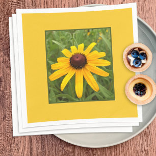 Framed Single Yellow Rudbeckia Flower Photograph Napkin