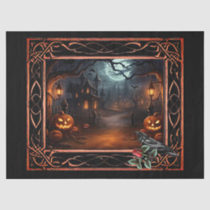 Framed Spooky Halloween Decoupage Tissue Paper