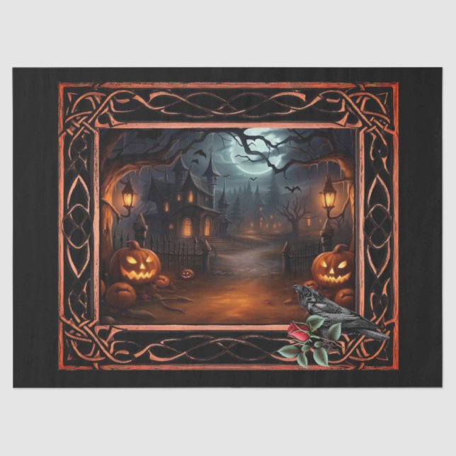 Framed Spooky Halloween Decoupage Tissue Paper (Front)