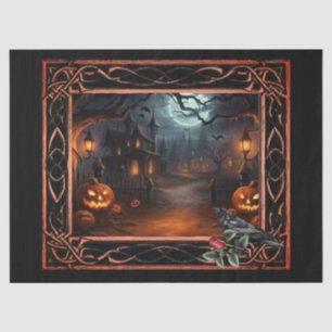 Framed Spooky Halloween Decoupage Tissue Paper