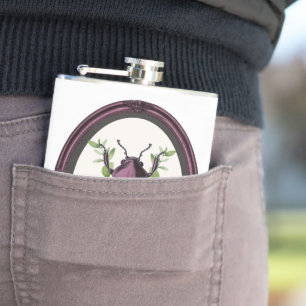 Framed Stag Beetle Hip Flask