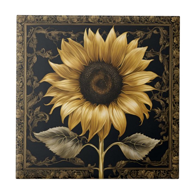  Framed Sunflower  Ceramic Tile (Front)