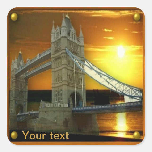 Framed Tower Bridge Sunshine Square Sticker (Front)