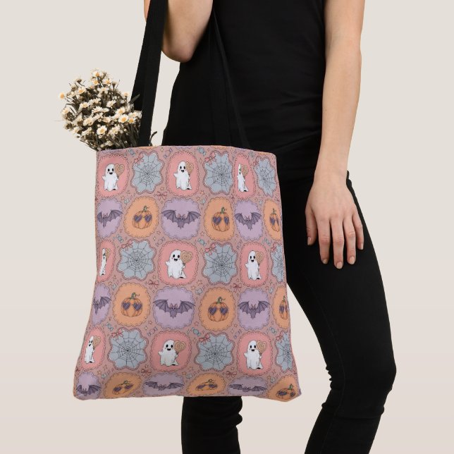 Framed Whimsy – A Pastel Halloween Quartet Tote Bag (Close Up)
