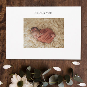 Framed White Space Baby Photo Thank You Card
