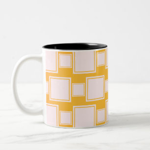 Framed White Squares in Chain Throw Pillow Two-Tone Coffee Mug