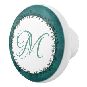 Framed Wreaths of Green Ceramic Knob