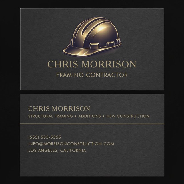 Framing Contractor Hard Hat Professional Business Card (Creator Uploaded)