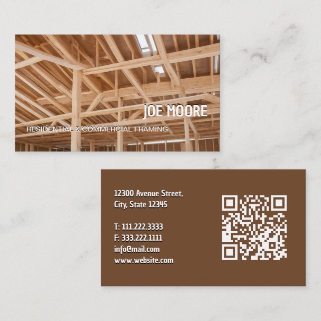 🚧 Framing Contractor QR Business Card (Front/Back)