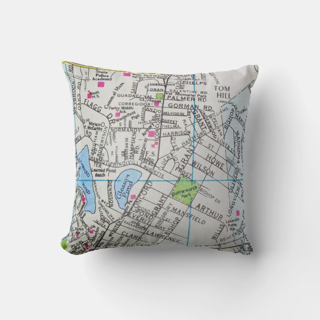 FRAMINGHAM, MA Vintage Map Cushion (Front)