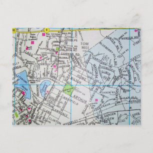 Framingham, MA Vintage Map Postcard