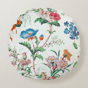 France 1830 Floral Antique Wallpaper Round Cushion