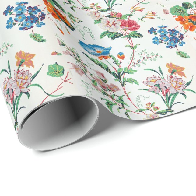 France 1830 Floral Antique Wallpaper Wrapping Paper (Roll Corner)