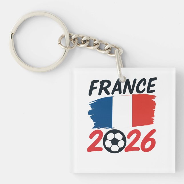 France 2026 Soccer Fan Design Flag Colors Key Ring (Front)