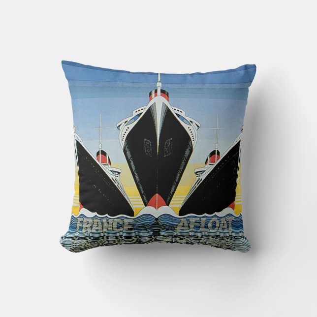 France Afloat - French Line Poster Cushion (Front)