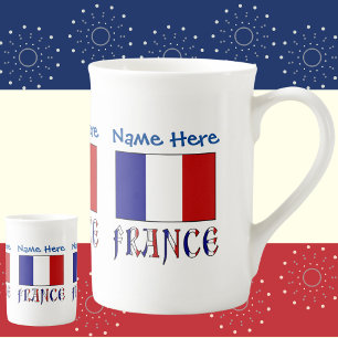 France and French Flag Blue Personalisation  Bone China Mug
