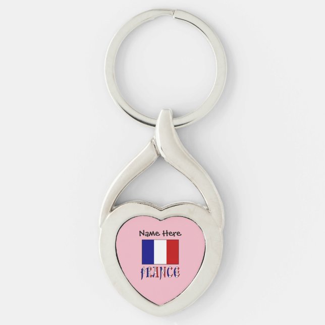 France and French Flag Personalised  Key Ring (Front)