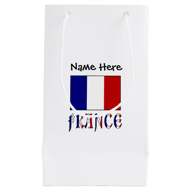 France and French Flag Personalised  Small Gift Bag (Front)