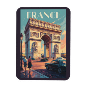 France Arc de Triomphe Travel Art Vintage Magnet