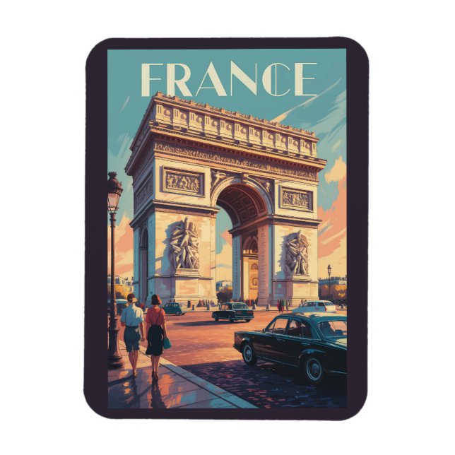 France Arc de Triomphe Travel Art Vintage Magnet (Vertical)